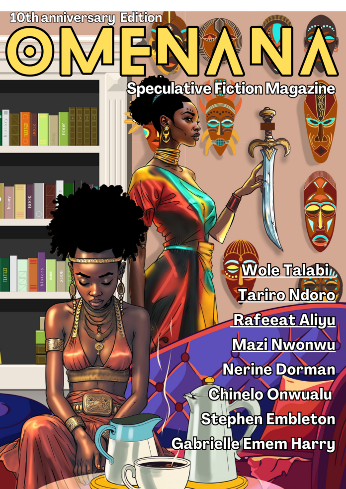 Cover of Omenana speculative fiction magazine issue 30, special 10th anniversary edition